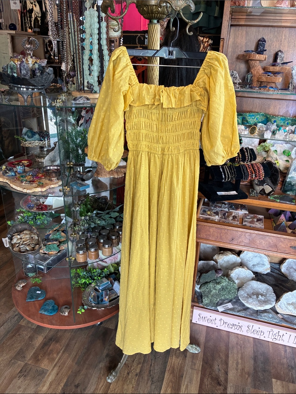 Yellow Smocked Puff Sleeve Maxi Dress - Picture 2 of 2